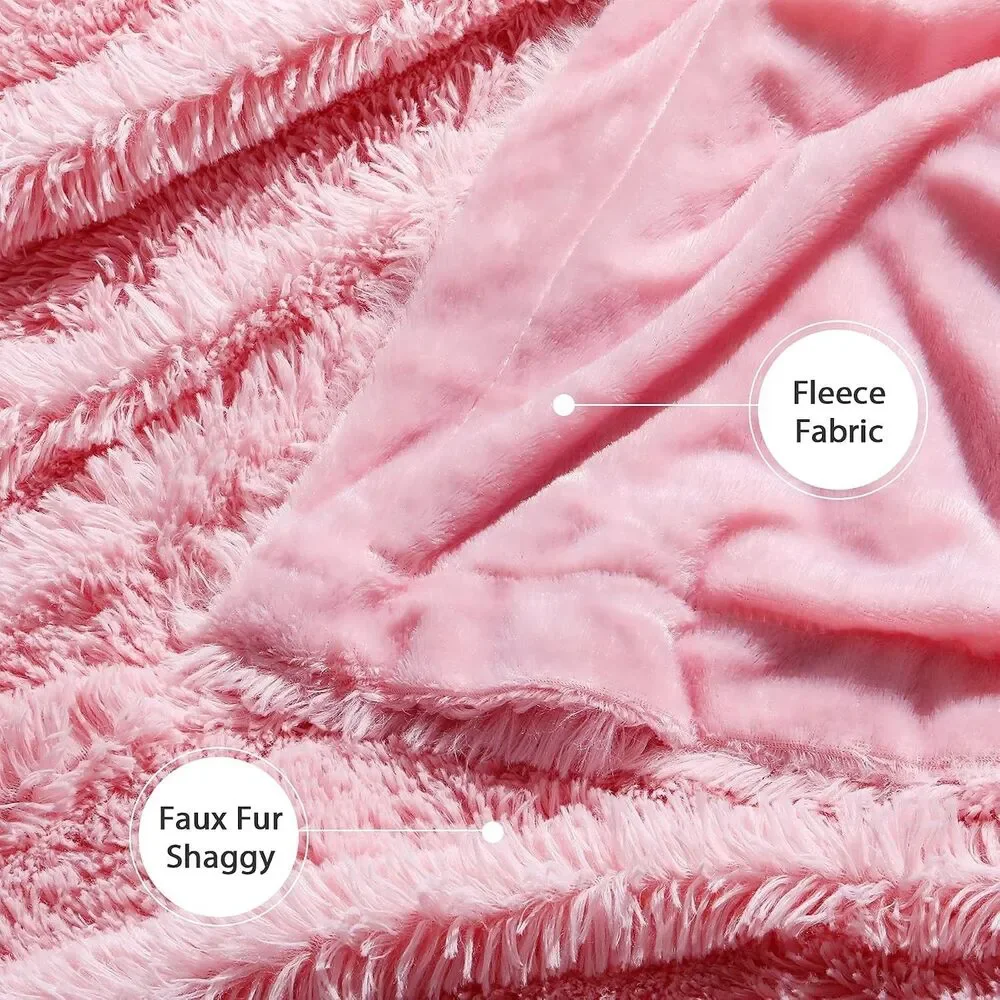 Decorative Extra Soft Pink Fuzzy Faux Fur Throw Blanket 50